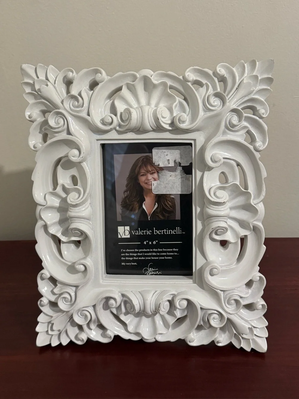 Valerie Bertinelli Glossy White Ornate Scroll Picture Frame